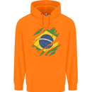 Torn Brazil Flag Brazilian Day Football Childrens Kids Hoodie Orange