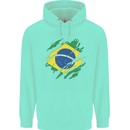 Torn Brazil Flag Brazilian Day Football Childrens Kids Hoodie Peppermint