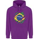 Torn Brazil Flag Brazilian Day Football Childrens Kids Hoodie Purple