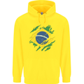 Torn Brazil Flag Brazilian Day Football Childrens Kids Hoodie Yellow