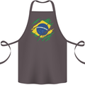 Torn Brazil Flag Brazilian Day Football Cotton Apron 100% Organic Dark Grey