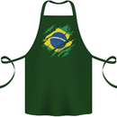 Torn Brazil Flag Brazilian Day Football Cotton Apron 100% Organic Forest Green