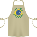 Torn Brazil Flag Brazilian Day Football Cotton Apron 100% Organic Khaki