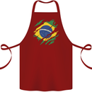 Torn Brazil Flag Brazilian Day Football Cotton Apron 100% Organic Maroon