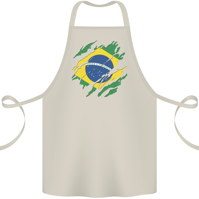 Torn Brazil Flag Brazilian Day Football Cotton Apron 100% Organic Natural