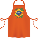 Torn Brazil Flag Brazilian Day Football Cotton Apron 100% Organic Orange
