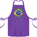 Torn Brazil Flag Brazilian Day Football Cotton Apron 100% Organic Purple