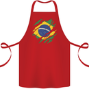 Torn Brazil Flag Brazilian Day Football Cotton Apron 100% Organic Red