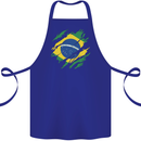 Torn Brazil Flag Brazilian Day Football Cotton Apron 100% Organic Royal Blue