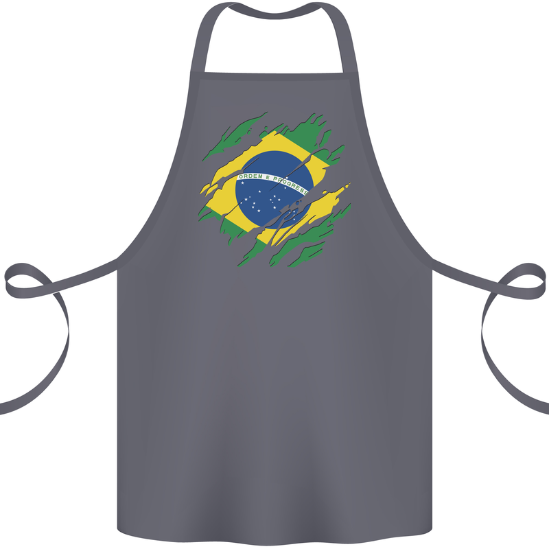Torn Brazil Flag Brazilian Day Football Cotton Apron 100% Organic Steel