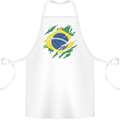 Torn Brazil Flag Brazilian Day Football Cotton Apron 100% Organic White
