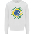 Torn Brazil Flag Brazilian Day Football Kids Sweatshirt Jumper White