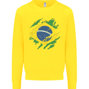 Torn Brazil Flag Brazilian Day Football Kids Sweatshirt Jumper Yellow