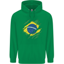 Torn Brazil Flag Brazilian Day Football Mens 80% Cotton Hoodie Irish Green