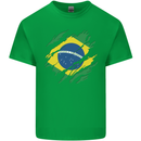 Torn Brazil Flag Brazilian Day Football Mens Cotton T-Shirt Tee Top Irish Green