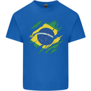 Torn Brazil Flag Brazilian Day Football Mens Cotton T-Shirt Tee Top Royal Blue