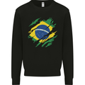 Torn Brazil Flag Brazilian Day Football Mens Sweatshirt Jumper Black