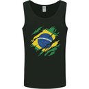 Torn Brazil Flag Brazilian Day Football Mens Vest Tank Top Black