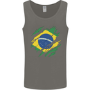 Torn Brazil Flag Brazilian Day Football Mens Vest Tank Top Charcoal