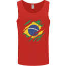 Torn Brazil Flag Brazilian Day Football Mens Vest Tank Top Red