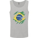 Torn Brazil Flag Brazilian Day Football Mens Vest Tank Top Sports Grey