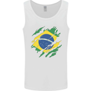 Torn Brazil Flag Brazilian Day Football Mens Vest Tank Top White