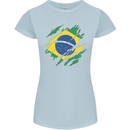 Torn Brazil Flag Brazilian Day Football Womens Petite Cut T-Shirt Light Blue