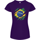 Torn Brazil Flag Brazilian Day Football Womens Petite Cut T-Shirt Purple