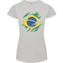 Torn Brazil Flag Brazilian Day Football Womens Petite Cut T-Shirt Sports Grey