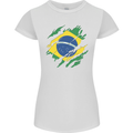 Torn Brazil Flag Brazilian Day Football Womens Petite Cut T-Shirt White