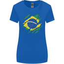 Torn Brazil Flag Brazilian Day Football Womens Wider Cut T-Shirt Royal Blue