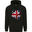Torn British Flag Union Jack Britain Childrens Kids Hoodie Black