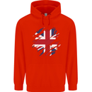 Torn British Flag Union Jack Britain Childrens Kids Hoodie Bright Red