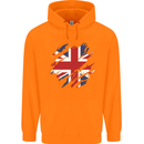Torn British Flag Union Jack Britain Childrens Kids Hoodie Orange