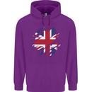Torn British Flag Union Jack Britain Childrens Kids Hoodie Purple