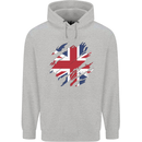 Torn British Flag Union Jack Britain Childrens Kids Hoodie Sports Grey