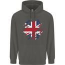 Torn British Flag Union Jack Britain Childrens Kids Hoodie Storm Grey