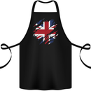 Torn British Flag Union Jack Britain Cotton Apron 100% Organic Black