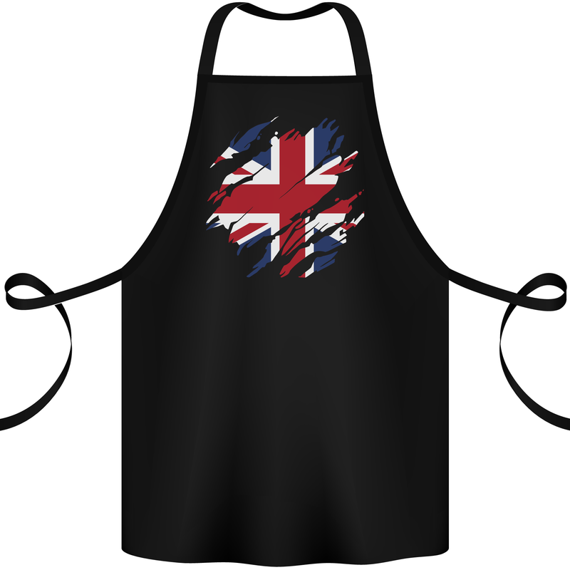 Torn British Flag Union Jack Britain Cotton Apron 100% Organic Black