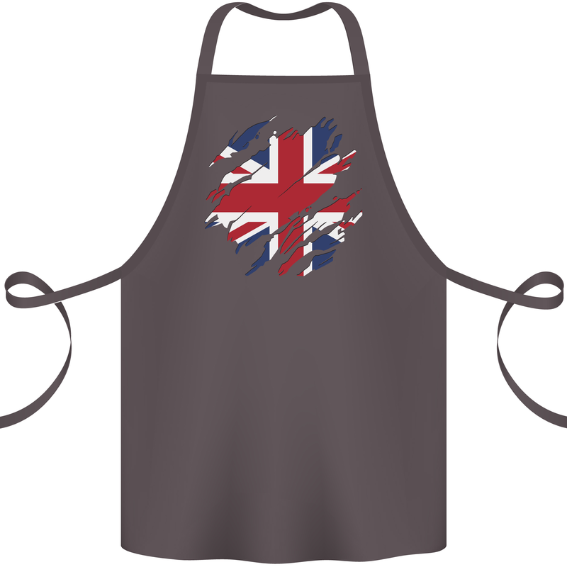 Torn British Flag Union Jack Britain Cotton Apron 100% Organic Dark Grey