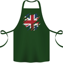 Torn British Flag Union Jack Britain Cotton Apron 100% Organic Forest Green