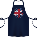 Torn British Flag Union Jack Britain Cotton Apron 100% Organic Navy Blue