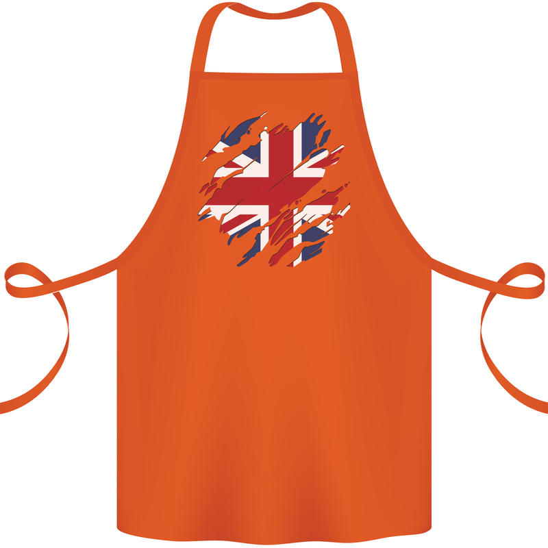 Torn British Flag Union Jack Britain Cotton Apron 100% Organic Orange