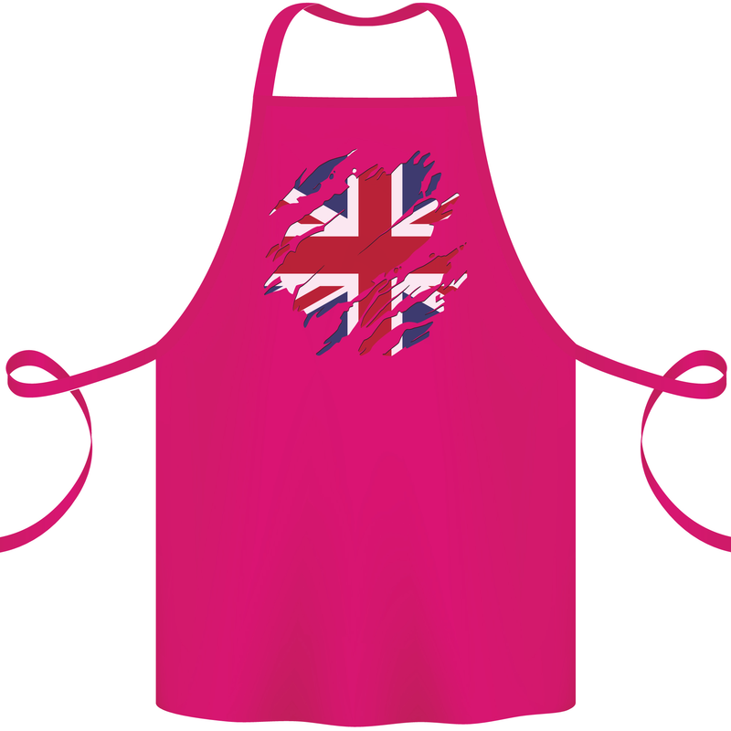 Torn British Flag Union Jack Britain Cotton Apron 100% Organic Pink