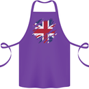Torn British Flag Union Jack Britain Cotton Apron 100% Organic Purple