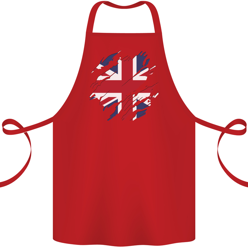 Torn British Flag Union Jack Britain Cotton Apron 100% Organic Red