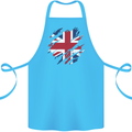 Torn British Flag Union Jack Britain Cotton Apron 100% Organic Turquoise