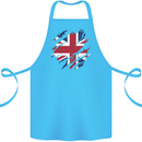Torn British Flag Union Jack Britain Cotton Apron 100% Organic Turquoise