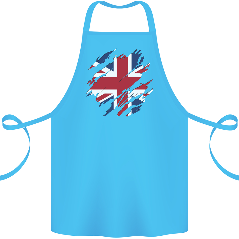 Torn British Flag Union Jack Britain Cotton Apron 100% Organic Turquoise