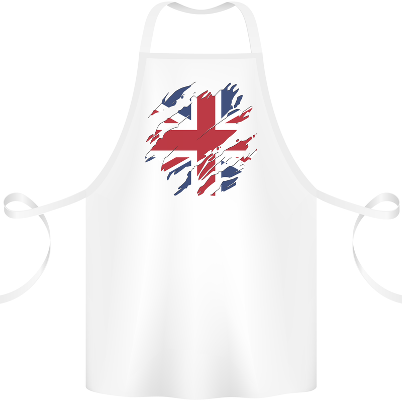 Torn British Flag Union Jack Britain Cotton Apron 100% Organic White